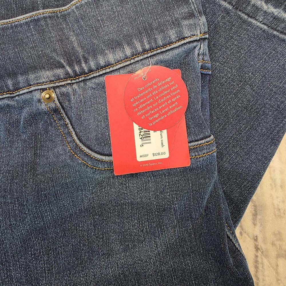 Spanx Distressed Denim Legging Medium Wash Blue NWT - Picture 6 of 8